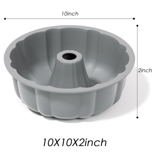 SOV silicone cake pan, silicone Cake Molds, Bakeware Non Stick 10 inch Pan for Jello,Gelatin,cake, Silicone Baking Molds for Cakes, Round Baking Pan (grey+1 pack) - size: Grey, 1 pack