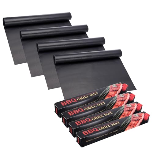 uxcell 4Pack Oven Liners 23.6x15.7" 0.2mm Thick Oven Mats Under Grill - color: Black, size: 23.6 x 15.7"(0.2mm Thick)