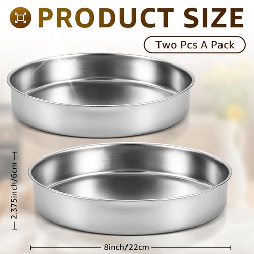 Inqibee 8 Inch Round Cake Pan Set of 2, Stainless Steel Textured Bottom - size: 8 Inch × 2