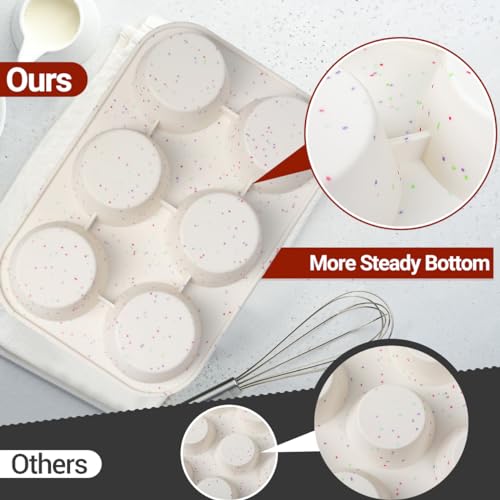CAKETIME Jumbo Muffin Pan, 3.5 Inch Large Muffin Pan 6 Cup Silicone Jumbo Muffin Tin for Baking Giant Homemade Muffins, Cupcakes, Frittatas Non Stick 1 Pack Confetti - size: 1pc: Jumbo 6-Cup