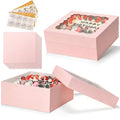 COTOPHER 14x14x6 In Sheet Cake Boxes, 16pcs Pink Bakery Boxes with Window - color: Pink, size: 14x14x6inch