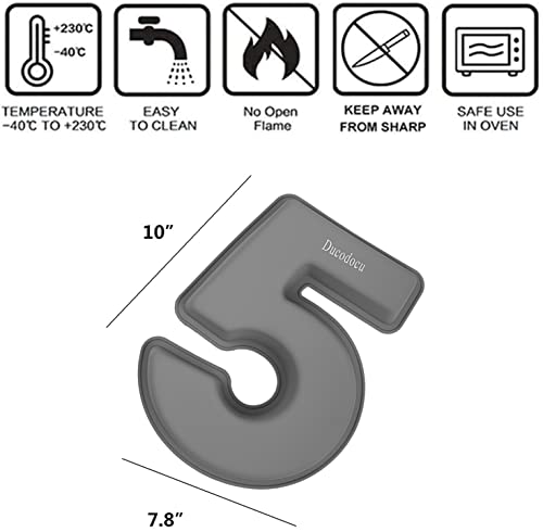 Ducodocu Silicone Number Cake Pan Large 3D Number Cake Mold Baking Forms Novel Cake Tins DIY Baking Mold for 15/51th Birthday Wedding Anniversary 10 inch Number of 1&5, 2 Pack - size: 1&5