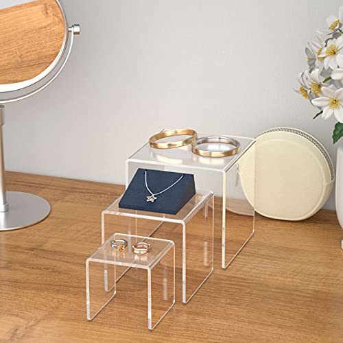 HIIMIEI Clear Acrylic Display Risers 2 Sets - size: 3"x4"x5"