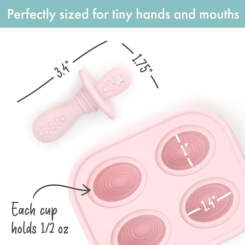 PrimaStella Silicone Petite Pops - Baby Popsicle Mold - BPA Free - Dishwasher Safe - 4 months+ Teether Pops (Pink) - color: Pink