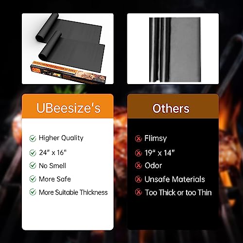 UBeesize 2 Pack Thickened Oven Liners for Bottom of Oven BPA & PFOA Free, Reusable 16x24 Inch Heavy Duty Non Stick Teflon Oven Mats, Fit Electric Gas Toaster Convection Microwave Ovens Grills - color: Black, size: 24"L x 16"W, style: 2 Pack