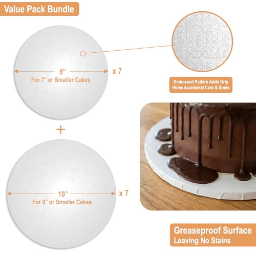 BOARDS+ 0.5" Cake Drums 8 & 10 Inch (7 Pack Per Size) Value Bundle - size: 8"+10"