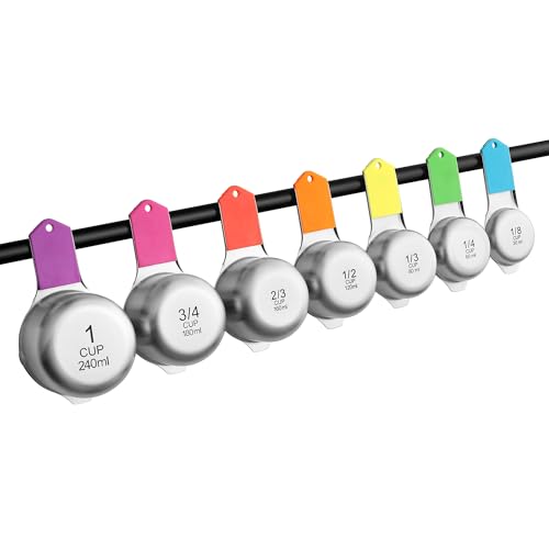 Spring Chef Magnetic Stainless Steel Measuring Cups Set of 7 Patented, Neon - color: Neon, size: Magnetic - Set of 7