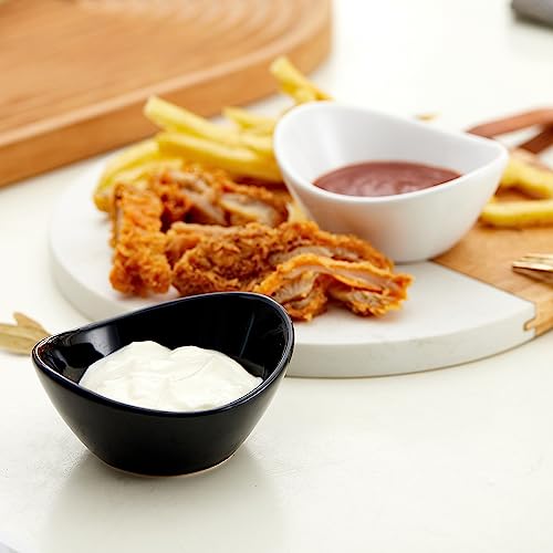 Ceramic Dipping Bowls Set of 6,1.5 Oz Black Dip Pinch Bowl,Soy Sauce Dishes,Mini Bowls for Charcuterie Board Sushi,Tomato Sauce,BBQ and Party Supplies(Black) - color: Black