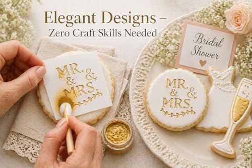 16Pcs 4x4Inches Wedding/Engagement Cookie Stencils, She Said Yes/Bride to Be/Miss to Mrs Stencil for Baking, Royal Icing, Sugar Cookie, Bridal Shower Decor, Cards Decorating Tools & Personalized Gifts