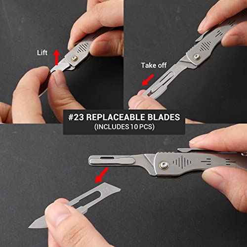 ITOKEY Folding Scalpel Knife, Replaceable Blade EDC Knife with Opener