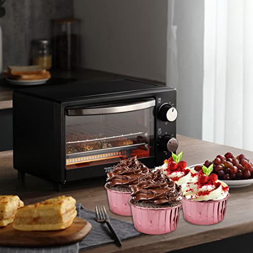 LNYZQUS Foil Cupcake Liners with Dome Lids, 5oz Mini Baking Cups - color: Rose Gold, size: 50 Pack