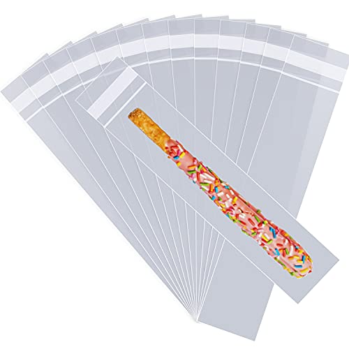 100 pcs 1" x8" Long Clear Resealable Cellophane Bags Self Sealing Treat Bags Cookie Bags with Adhesive Flap Gift Wrap Poly Bags Plastic Packaging 1.4 mil - size: 1x8 inch (Pack of 100)