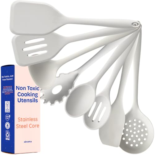 NonToxic Platinum Silicone Utensils, 100% Plastic-Free, 8-Pcs, Gray - color: Gray