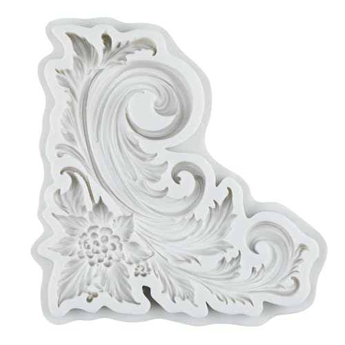 Baroque Corner Fondant Mold Scroll Lace Silicone Molds Set of 2 - color: Style B