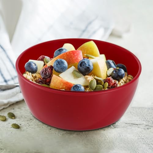 4-Piece Classic Plastic Bowls with Lids – 8/16/24/32oz - color: Red