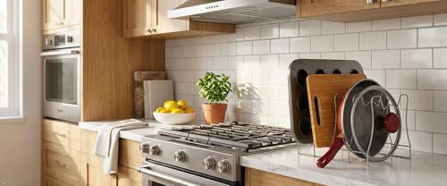 Simple Houseware Kitchen Pot Lid Rack Holder Organizer, Silver - color: Silver