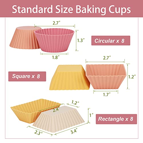 24Pack Silicone Muffin Baking Cups Cupcake Liners Lunch Box Bento Dividers - color: Orange Series, size: Regular Size