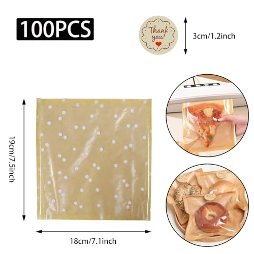 100Pcs 7.1x7.5 Inch Heat Sealable Bakery Bags (Polka Dot) - color: Polka Dot