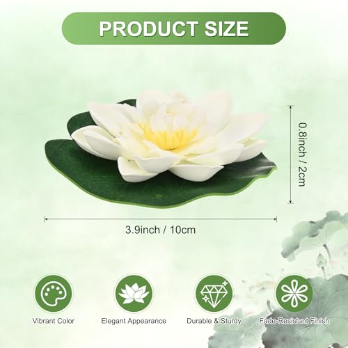 M METERXITY 1-Set Artificial Floating Lotus Flower 4 inch, Cream White - color: Cream White, size: 3.9 Inch