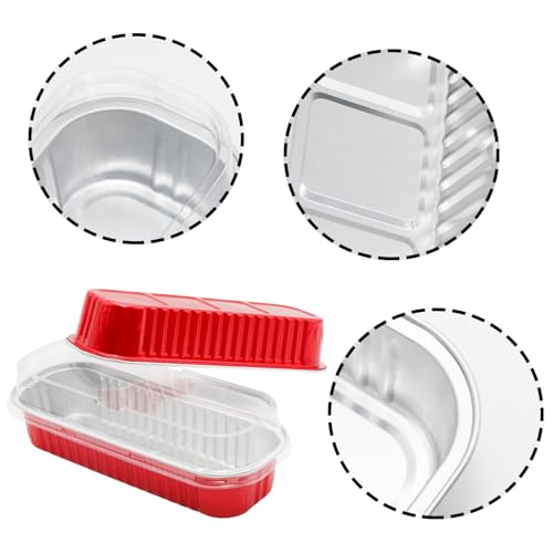 50 Pack 6.8oz Mini Cake Pans with Lids, Red - color: Red, size: Rectangle