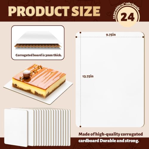 24 Pack 13.75x9.75 White Rectangle Quarter Sheet Cake Boards - size: 24 Pack