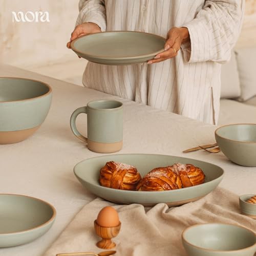 Mora Micro Ramekins Set of 4, 6oz Ceramic Pottery Baking Dishes - Microwave, Oven and Dishwasher Safe - Thyme - color: Thyme, size: Micro