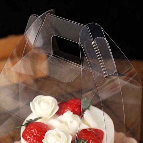10Pcs Clear Cake Boxes Carrier Packaging for 4 Inch Cake Transparent Gift Box Plastic Cupcake Candy Display Boxes Portable Single Cake Containers for Wedding Birthday Parties Baby Shower Favors
