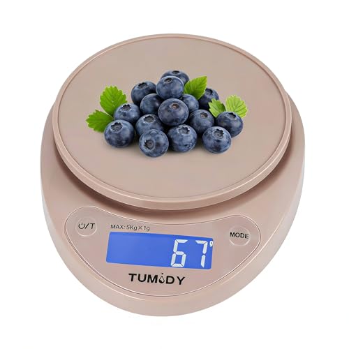 Small Digital Kitchen Scale Food, Scale for Baking Cooking, 11lb/5kg, Pink - color: pink