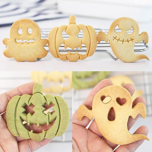 10Pcs Halloween Ghost Cookie Cutters DIY Mix Match Ghost Face Baking Molds - color: Halloween L-10