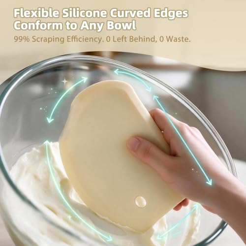 Flexible Bowl Scraper with Metal Core: Silicone Dough Scraper Bread Baking - color: Beige