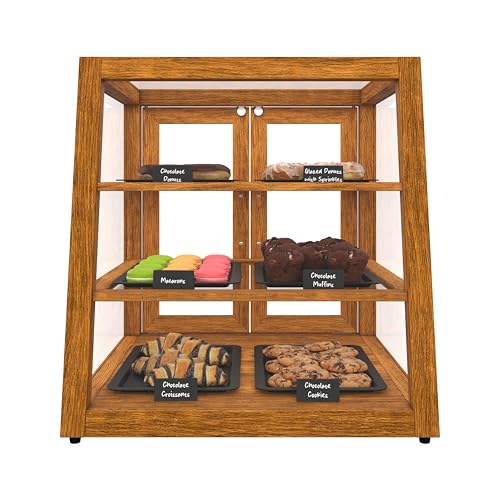 KoolMore 21 in. Light Wood Slanted Countertop Dry Bakery Display Case, Bread, Pastry and Dessert Display with Tempered Glass - color: Light Wood / Slanted, size: 21 in.