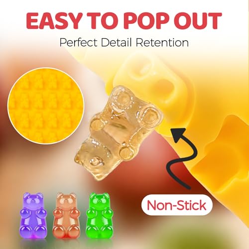 Gummy Candy Molds with 2pcs Droppers, Silicone Bear Dinosaur Fruit Snack Molds, Non-stick Silicone Chocolate Molds for Gummies Candy Chocolate Baking - color: A-Fruit+Bear+Dinosaur:3 Pcs, size: Gummy Molds