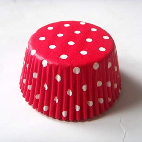 Red Polka Dot Paper Muffin Cupcake Liners case Baking Cups Cake Wrappers Holders 100 pcs,Standard Size 2x1.25inch - color: Red Polka Dots