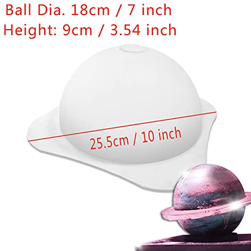 Silicone Large Planet Mousse Cake Fondant Chocolate Baking Mould + 2x Wooden Hammer Cube Tray Soap Making Molds Non Stick Round Hollow Ball Jelly Mold Pan Kitchen Tool Party Supplies