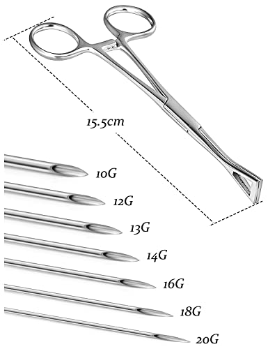 Vsnnsns 9 Style 316L Surgical Steel Body Piercing Tools Kit Piercing Clamps Forceps Use for Nose Septum Lip Tongue Eyebrow Belly Rings Ear Dermal Piercing Jewelry Kit Tools - color: Style 1, Piercing Clamp Forceps