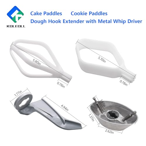 Cake Paddles & Cookie Paddles & Dough Hook Extender with Metal Whip Driver