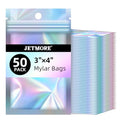 JETMORE Holographic Bags, 50 PCS Mylar Bags, 3x4in Resealable Treat Bags - color: Holographic, size: 3x4 inch