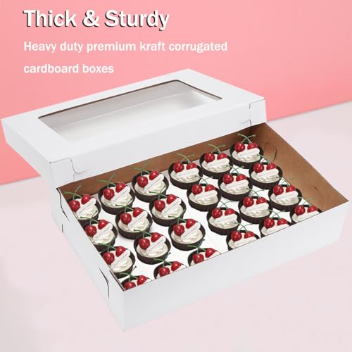 6 Pack Cupcake Boxes with Window for 24 Standard or Mini Cupcakes