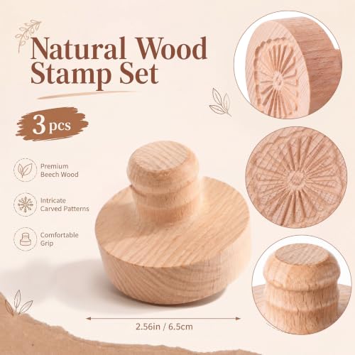 3 Set Pretty Pleated Cookie Stamps, 2.5" Springerle Molds for Baking - style: Pretty Pleated