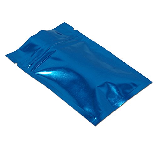 100 Pack 2.7x3.9 inch Opaque Blue Reusable Resealable Mylar Bags - color: Blue, size: 2.7x3.9 inch