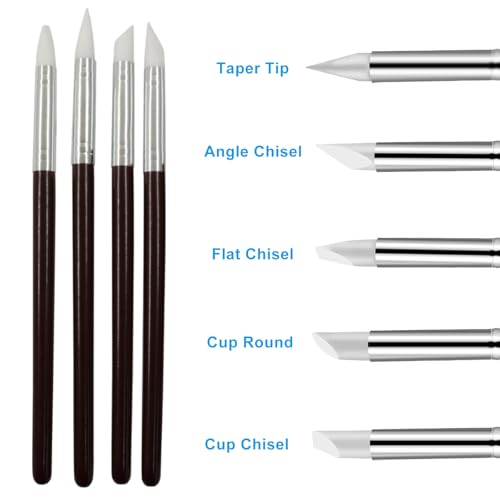 15 Pcs Silicone Paint Brushes Set, Black Barrel-White Tip