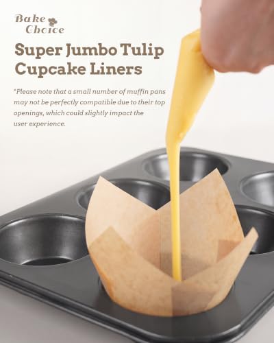 Bake Choice 100pcs Natural Super Jumbo Tulip Cupcake Liners for Baking - size: Jumbo