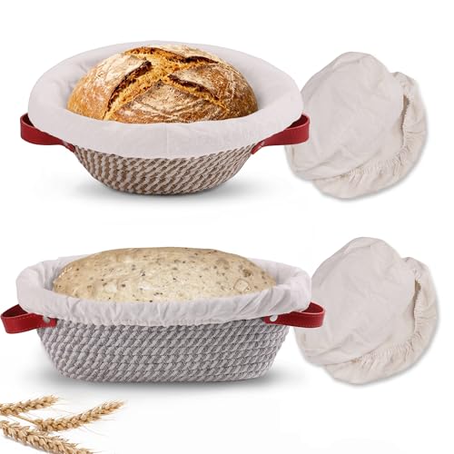 Banneton Bread Proofing Basket, Oval & Round Sourdough Bread Baskets Set