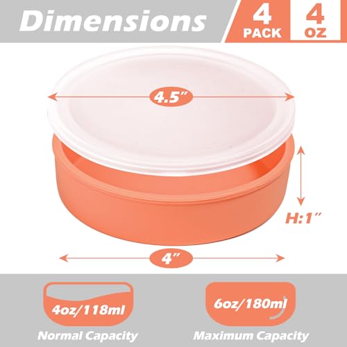 Webake 4 Inch Silicone Air Fryer Egg Molds with Lids, 4 oz Creme Brulee Dishes Shallow Ramekins, Food Storage, Microwave Egg Poacher, Set of 4 - size: 4 Inch