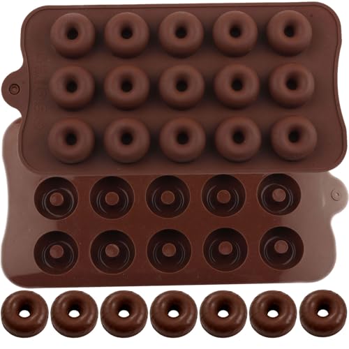 15 Cavity Donut Shaped Silicone Candy Molds Set Of 2
