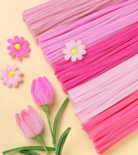 IOOLEEM Pink Pipe Cleaners,200pcs in 5 Colors - color: Pink, size: 200 Count