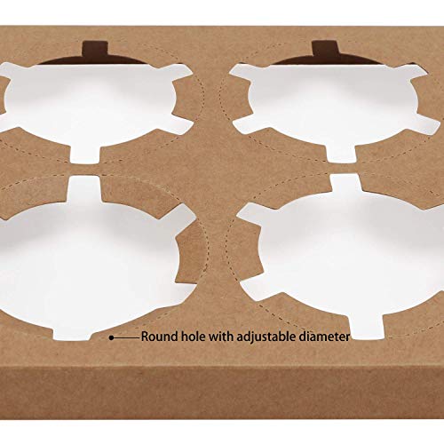 EUSOAR Cupcake Boxes, 50pcs 9.4" x 6.2" x 3.0" Muffin Containers 6 Count with Insert and Display Window, Kraft Muffin Cupcake Box Carrier Packaging Cupcake Boxes Fits 6 Cupcakes or Muffins - color: Kraft, size: 50pcs, 6 Holders