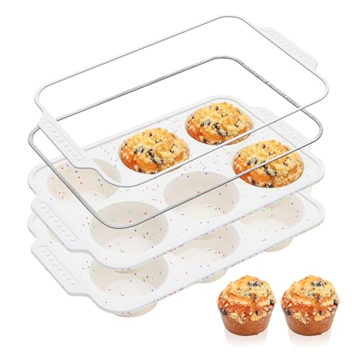 Vinino Silicone Jumbo Muffin Pan with Reinforced Frame for Oven, BPA-Free - size: Jumbo: 6-Cup x 2 Pcs