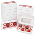 XINHPKGG 50 Pcs White Cookie Boxes 12x5x1.5 Inch Bakery Boxes with Window - color: White