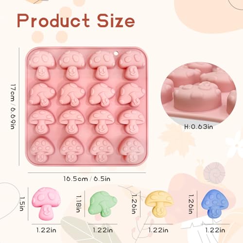 2PCS Mushroom Silicone Mold - 16 Cavity 3D Cute Mushroom Gummy Molds